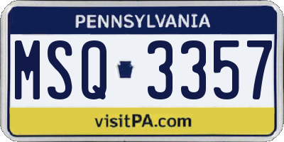 PA license plate MSQ3357
