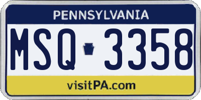 PA license plate MSQ3358