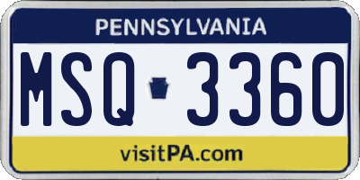 PA license plate MSQ3360