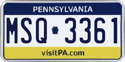 PA license plate MSQ3361