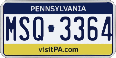 PA license plate MSQ3364