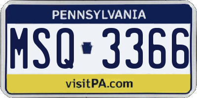 PA license plate MSQ3366