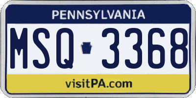 PA license plate MSQ3368
