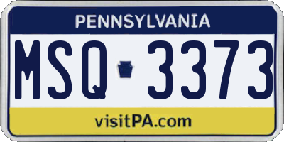 PA license plate MSQ3373