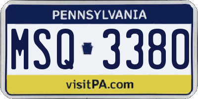 PA license plate MSQ3380