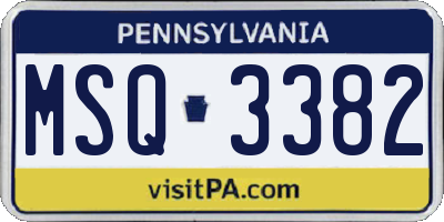 PA license plate MSQ3382