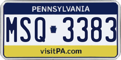 PA license plate MSQ3383