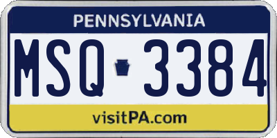 PA license plate MSQ3384