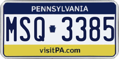 PA license plate MSQ3385