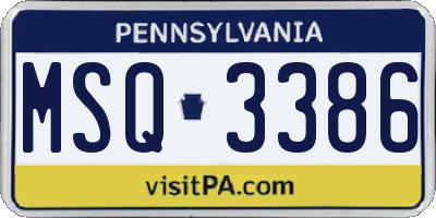 PA license plate MSQ3386