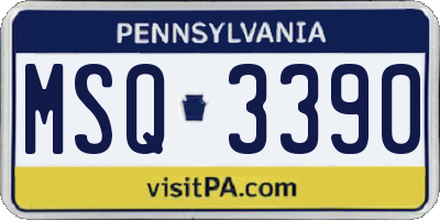 PA license plate MSQ3390