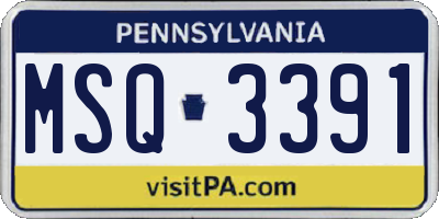 PA license plate MSQ3391