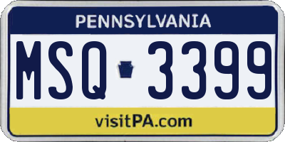 PA license plate MSQ3399