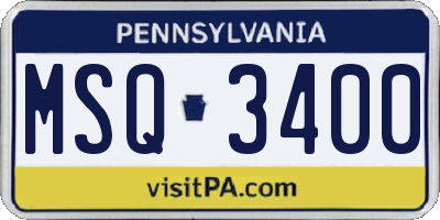 PA license plate MSQ3400