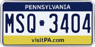 PA license plate MSQ3404