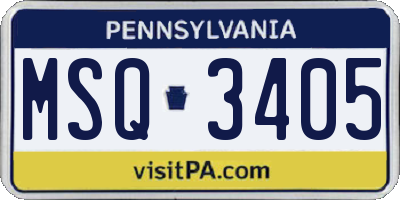 PA license plate MSQ3405