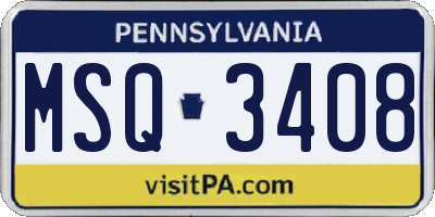 PA license plate MSQ3408