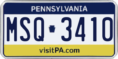PA license plate MSQ3410