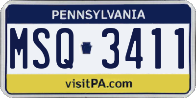 PA license plate MSQ3411