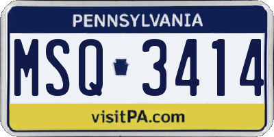 PA license plate MSQ3414