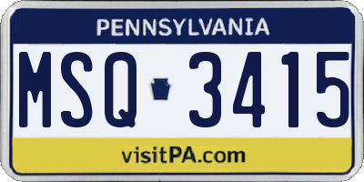 PA license plate MSQ3415