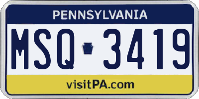 PA license plate MSQ3419