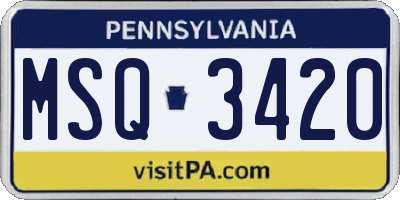 PA license plate MSQ3420