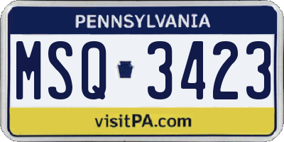 PA license plate MSQ3423