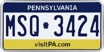PA license plate MSQ3424
