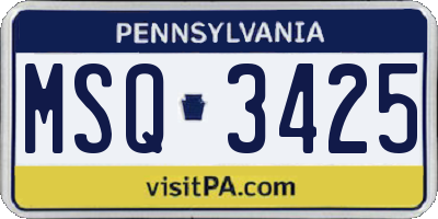 PA license plate MSQ3425