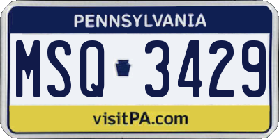 PA license plate MSQ3429