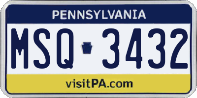 PA license plate MSQ3432