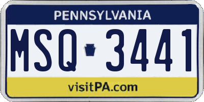 PA license plate MSQ3441