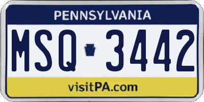 PA license plate MSQ3442