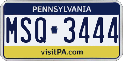 PA license plate MSQ3444