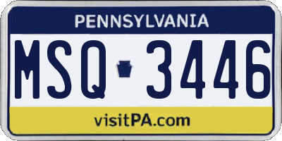 PA license plate MSQ3446