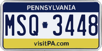 PA license plate MSQ3448
