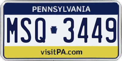 PA license plate MSQ3449