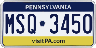PA license plate MSQ3450