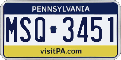 PA license plate MSQ3451
