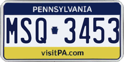 PA license plate MSQ3453