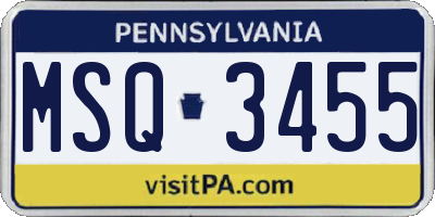 PA license plate MSQ3455