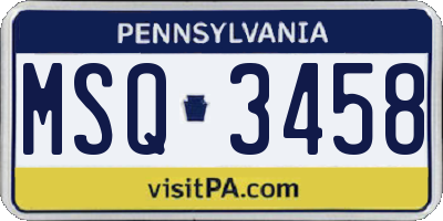 PA license plate MSQ3458