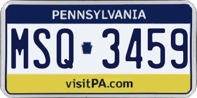 PA license plate MSQ3459