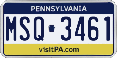 PA license plate MSQ3461