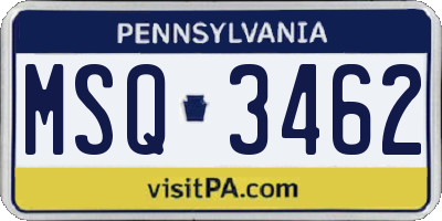 PA license plate MSQ3462