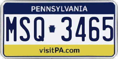 PA license plate MSQ3465