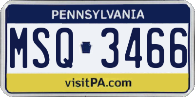 PA license plate MSQ3466