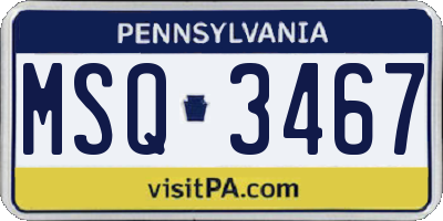 PA license plate MSQ3467