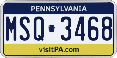 PA license plate MSQ3468
